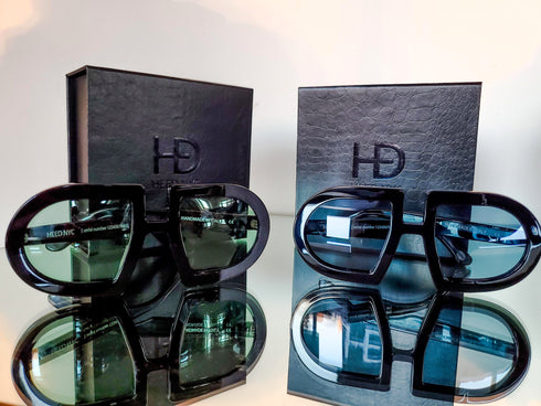 HEED NYC Luxury Black Frame "Green Tint" Eyewear